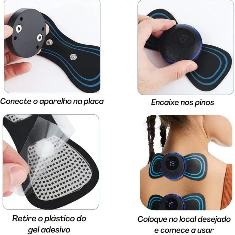 Mini Massageador EMS Estimulador Elétrico De Pescoço Portátil Para Alívio Da Dor Muscular Cervical