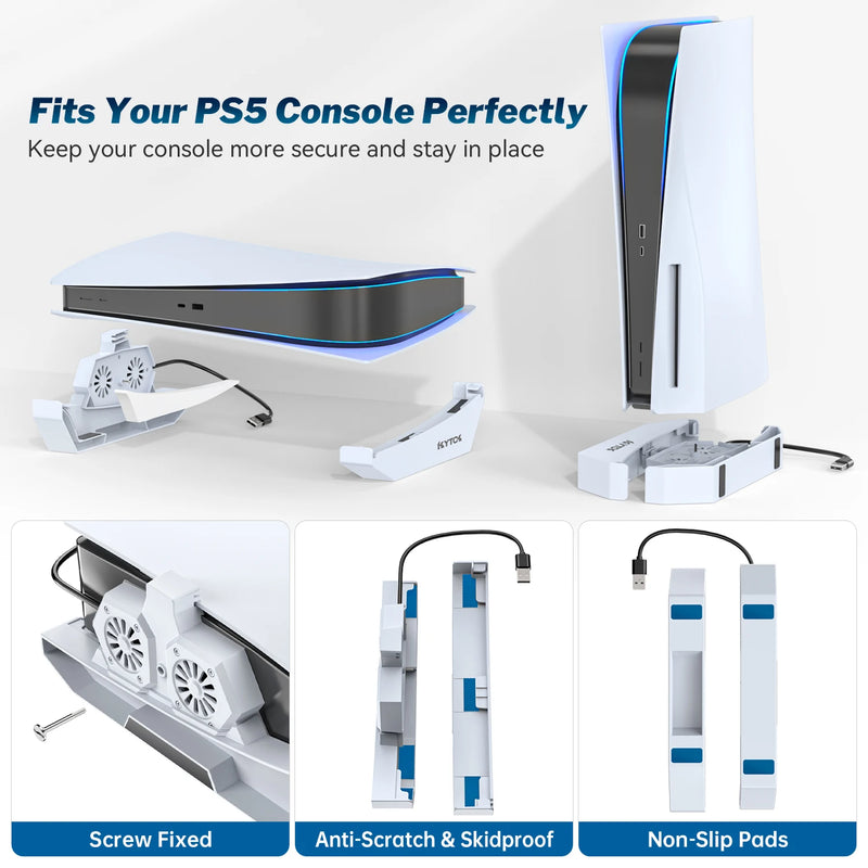 Suporte PS5 Horizontal & Vertical Cooling Stand PS5 Playstation 5 Disc & Digital Editions Cooler