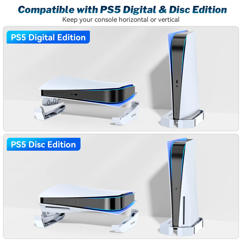 Suporte PS5 Horizontal & Vertical Cooling Stand PS5 Playstation 5 Disc & Digital Editions Cooler