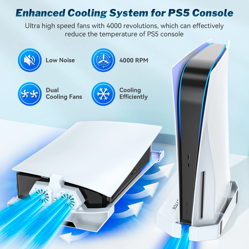 Suporte PS5 Horizontal & Vertical Cooling Stand PS5 Playstation 5 Disc & Digital Editions Cooler