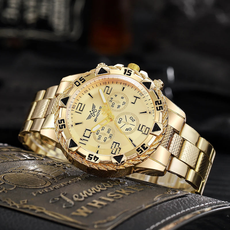 Relógio Big Dial Men Quartz Watches   Luxury Brand Men's  Relogio Masculino