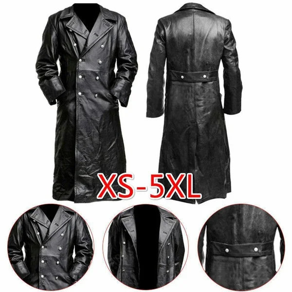 Uniforme militar alemão para homens, Couro preto, Casaco Clássico, Uniforme militar WW2