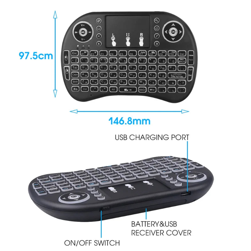 Mini Teclado Controle Usb Touchpad Smart Tv Box Pc Ps3 Iluminado